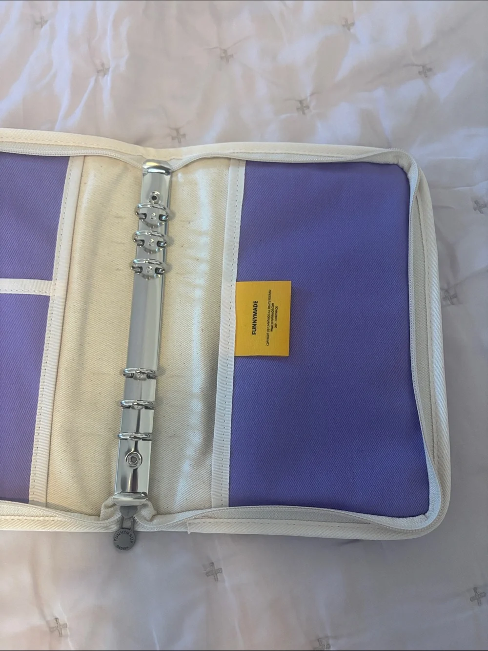 Funnymade Purple Canvas and Clear Organizer Pouch 6 ring binder a5 pocket purple
